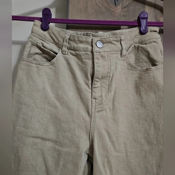 SUNLAND 17 Wideleg jeans High Rise In Taupe Beige . Size Medium - Picture 5 of 10